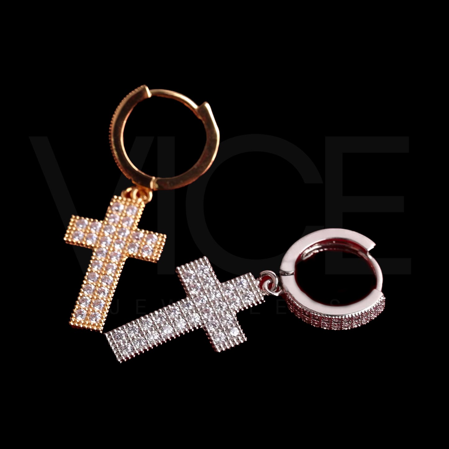 Diamond Cross Earrings