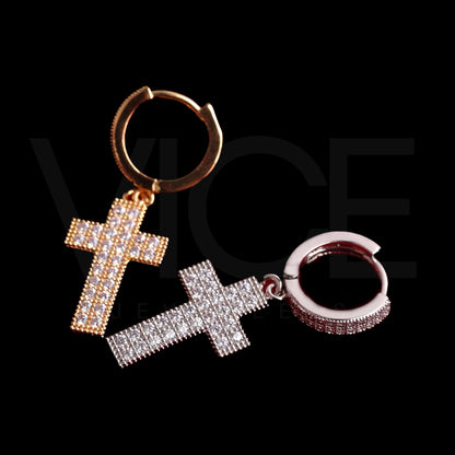 Diamond Cross Earrings