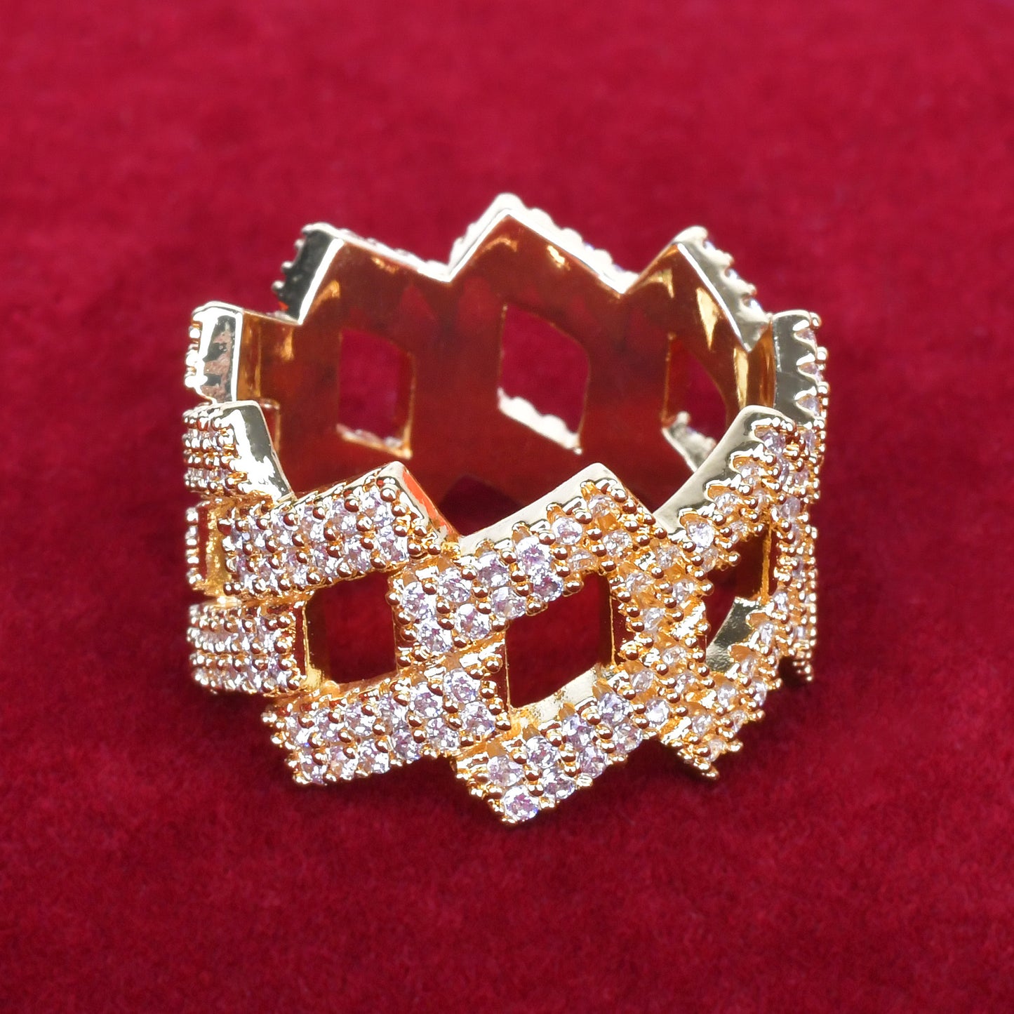 Diamond Prong Cuban Ring