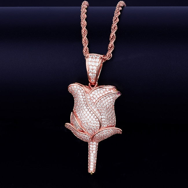 Rose Gold Diamond Rose Pendant