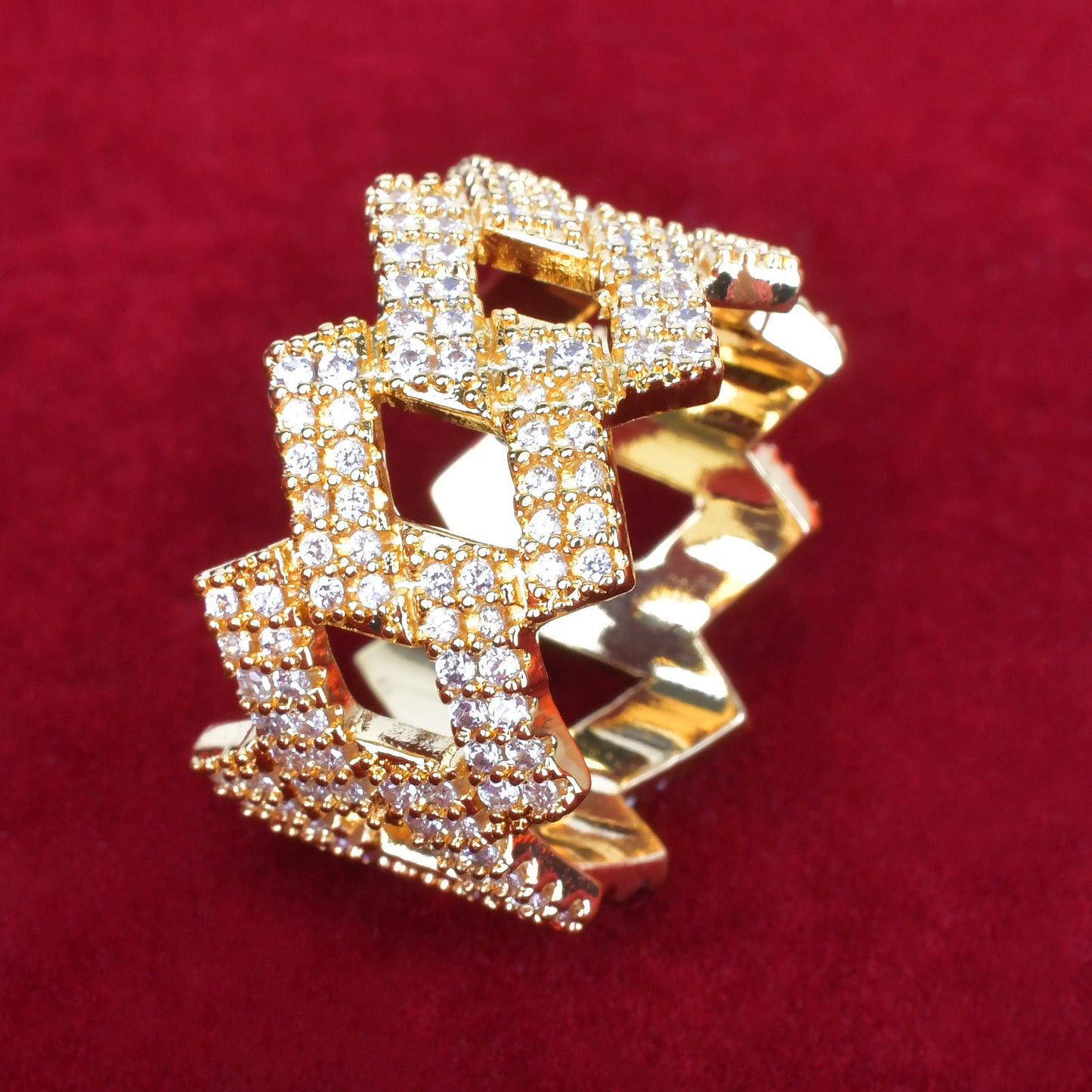 Diamond Prong Cuban Ring