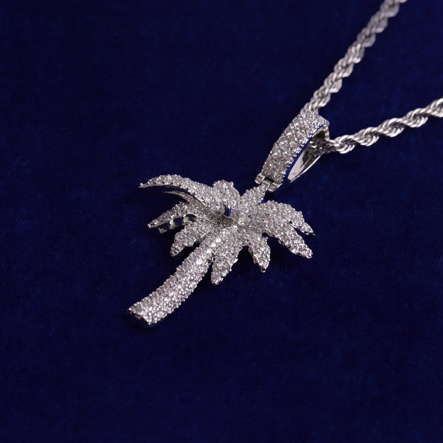 Silver Diamond Palm Tree Pendant