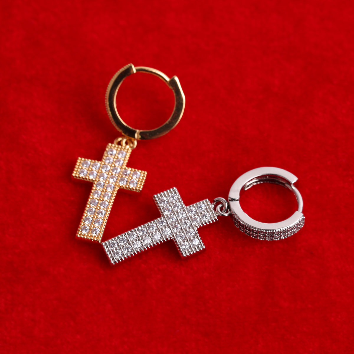 Diamond Cross Earrings