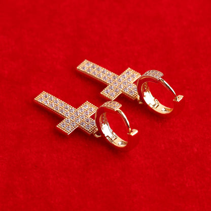 Diamond Cross Earrings