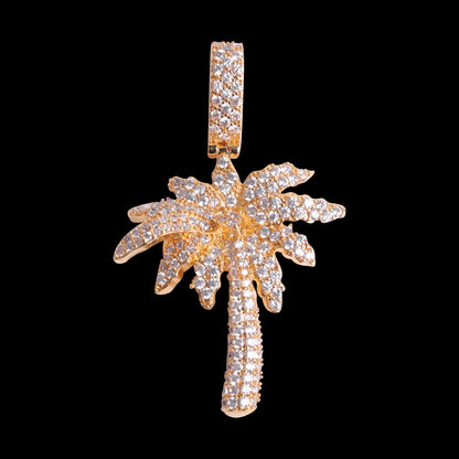 Gold Diamond Palm Tree Pendant