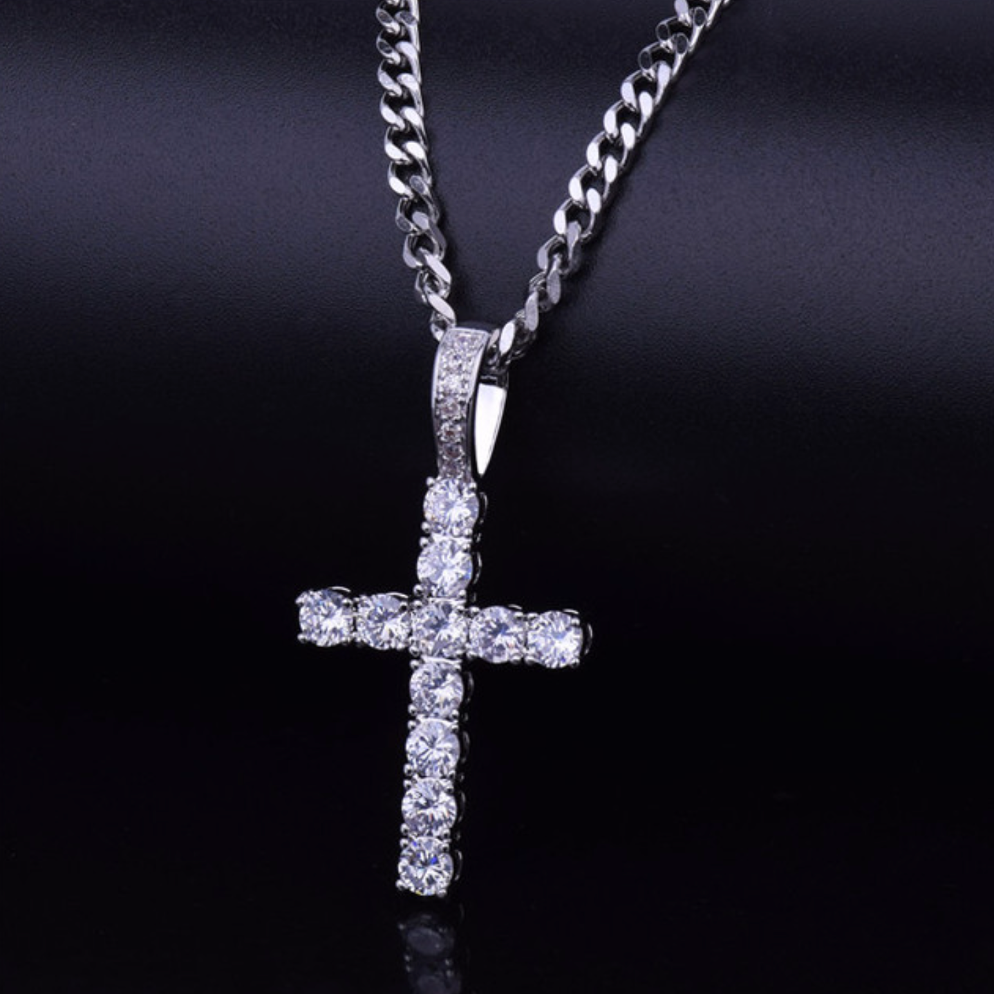 Silver Diamond Cross Pendant